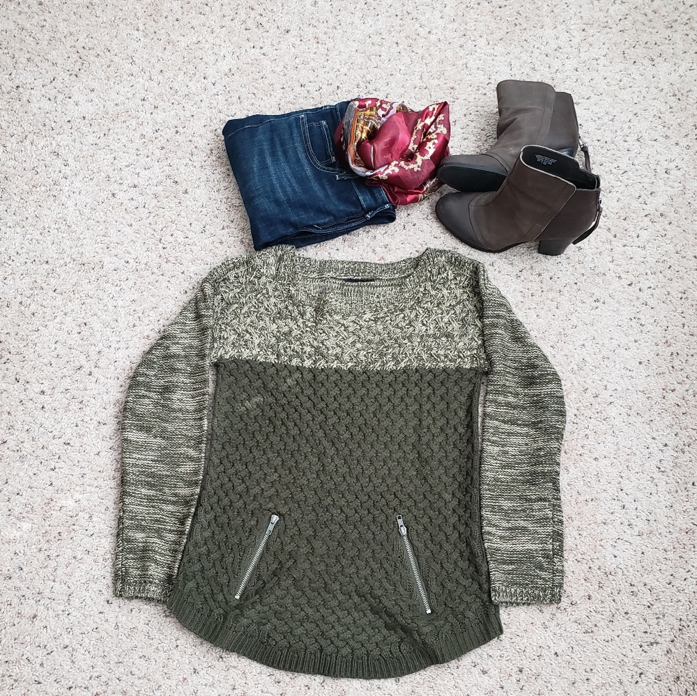 Women's Army Green Knit Sweater